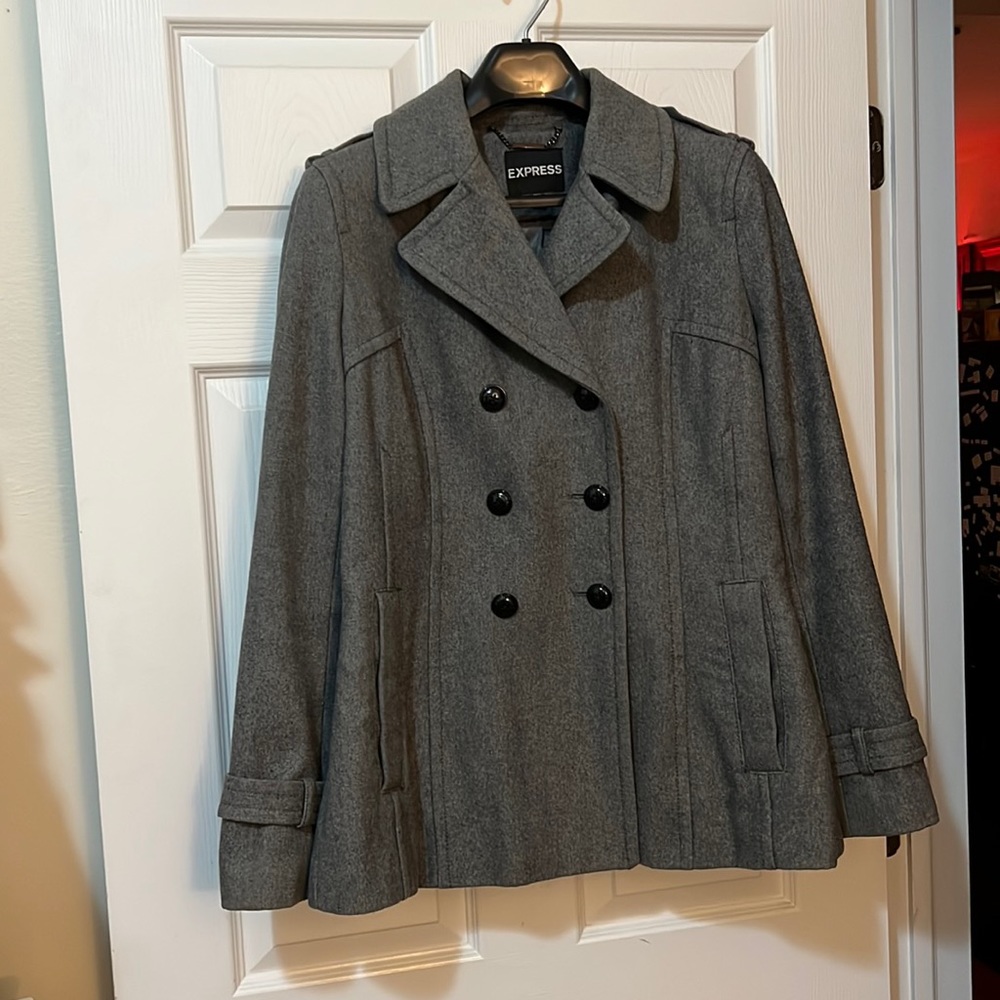 Recycled wool pea coat from Express